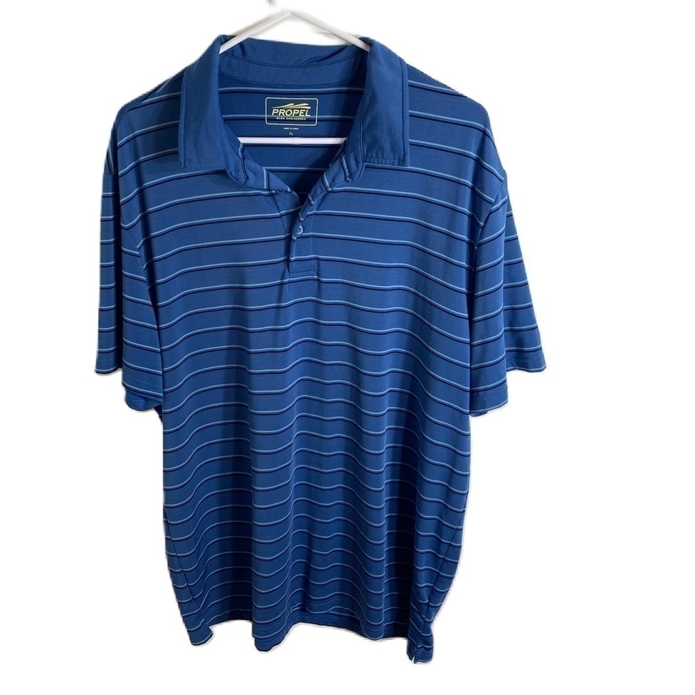 Bass Propel Blue Polo Shirt XL Striped Golf Men’s